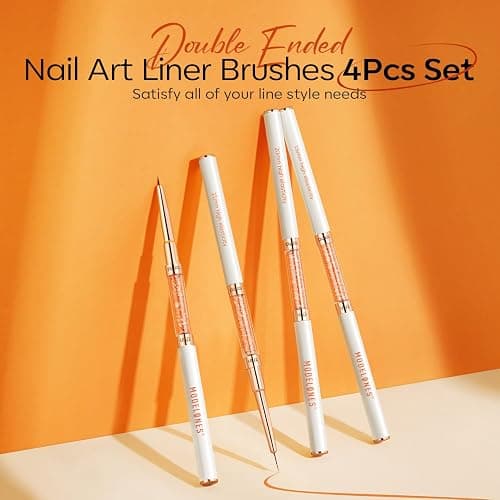 modelones Nail Art Brushes, Super Fine Liner Nail Brush Kit Dual-ended 7/11/15/20mm for Gel Polish Thin Lines, Precise Details, Fine Drawing Painting Design Acrylic Rhinestone Handle Salon & DIY Use thumbnail 2