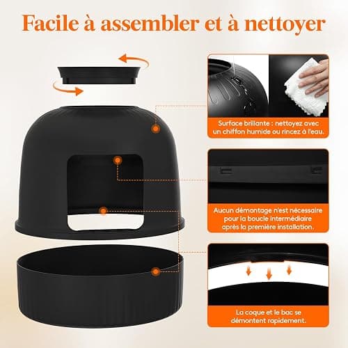 Lifewit Bac Litiere pour Chat avec Désodorisant et Filtre, Maisons de Toilette Chats pour Salon, Chambre à Coucher, Coins, Litiere Chat Fermé avec Fausse Plante, Pelle, 48 x 120 cm, Noir thumbnail 4