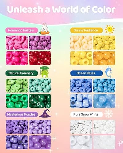 Taybonds Friendship Bracelet Making Kit- 24 Colors with Clay, 4mm Seed, Pony, 8mm Glass, Letter Beads and Charms, Jewelry Making Kit Gift for Girls 6-12 thumbnail 2