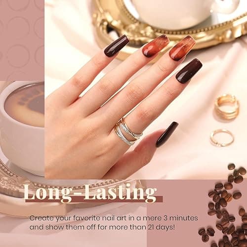 Beetles Winter Gel Polish Colors Brown Beige Mauve Pink Nude White Neutral 6 Colors Gel Nail Polish Set for Nail Art Manicure Soak Off Uv LED Nail Lamp Needed Gifts for Women Coffee Time thumbnail 4