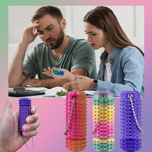 2Pcs Upgrade Little Pain Ouchies Pain Stim Fidget, 3D Printed Fidget Toys Anxiety Relief Items, Rotatable Grippie Stim Keychain, Stim Toys for Autistic Adults, Hard Spiky Sensory Toys, Easter Gifts thumbnail 3