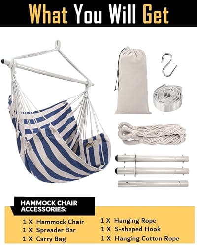 ADVOKAIR Hammock Chair Swing, Heavy-Duty Hanging Rope Swing Seat Supports 500 Lbs, Ideal for Outdoor Patio, Backyard, Porch, Deck & Indoor Bedroom Use thumbnail 7