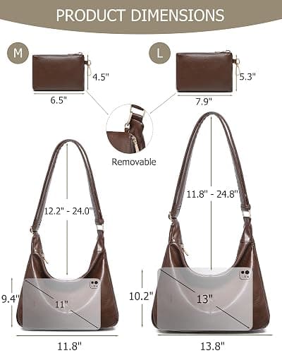 Hobo Bag for Women with Mini Purse Soft Vegan Leather Slouchy Shoulder Crossbody Handbag 2025 Fall Tote thumbnail 3