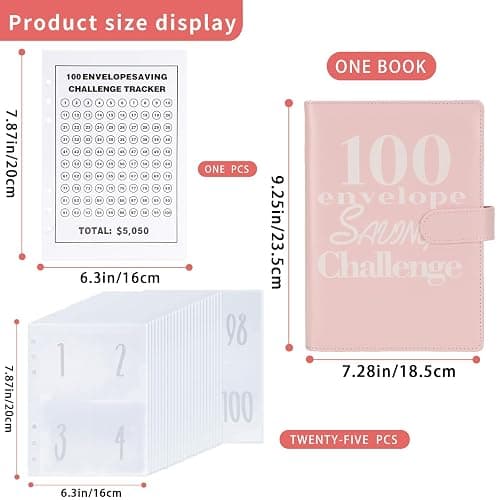 NICOOTH 100 Envelopes Money Saving Binder A5 Savings Challenge Book Easy and Fun Way to Save $5050 thumbnail 2