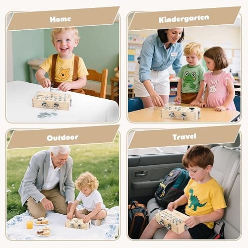 Vanplay Montessori Toys for 3 4 5 Year Olds, Montessori Screwdriver Board Set with Lock and Key - Kids Tool Set for Toddlers Travel, Fine Motor Skills Wooden Toys thumbnail 5