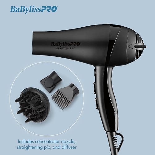 BaBylissPRO Nano Titanium 2000-Watt Blow Dryer with Concentrator Nozzle, Professional Grade Ionic Corded Styling Tool for Hair thumbnail 6