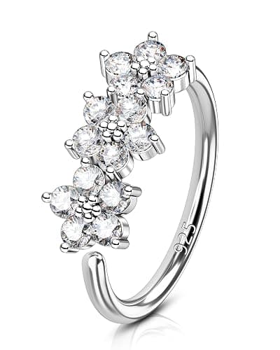 COCHARM 20G 925 Sterling Silver Small Thin Nose Ring Hoop for Women, Silver 7mm - 8mm Adjustable Half Hoop Nostril Piercing Jewelry thumbnail 8