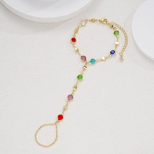 3PCS 14K Gold-Plated Hand Chain Bracelets for Women, Stack Bracelets Set Adjustable, Trendy Dainty Ring Bracelet Hand Chain thumbnail 4