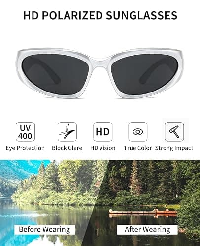 SOAR&EAGLE Y2K 3Pack Polarized sunglasses Wrap Around Men's Women's sunglasses Fashion Sport Shades Sun Glasses thumbnail 2