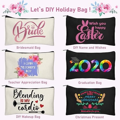 Legigo Blank Canvas Bag Zipper Pouch Makeup Bags Bulk - Multi-Purpose Canvas Pencil Pouch with Sturdy Zipper, Cosmetic Bag Travel Toiletry Bag for DIY Craft Projects, Storage (8.3 x 5 inches) thumbnail 4