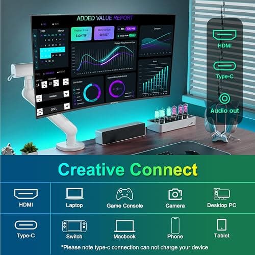 SANSUI Curved Monitor 27 inch 120Hz USB Type-C Computer Monitor with Speakers Built in丨FHD 1080p丨HDR丨110% sRGB丨1500R丨VESA Compatible,for Tablet,Desktop,Laptop and PC Work Gaming thumbnail 5