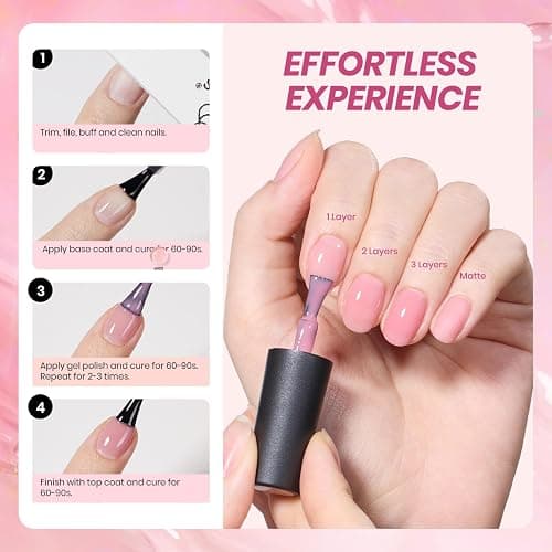 Beetles Nude Pink Gel Nail Polish Set - 25PCS 20 Colors Neutral Jelly Pink Sheer Milky White Gel Nail Kit Soak Off UV with Base Glossy Matte Top Coat Pearls Rhinestones Nail Charms Gift for Women thumbnail 5