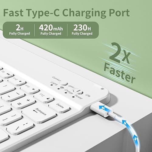 aoub Case for iPad 9th/8th/7th Generation 10.2 inch, Stand Folio Detachable Wireless Bluetooth Keyboard Cover Soft TPU Back Case with Pencil Holder for iPad 10.2 2021/2020/2019, Light Green thumbnail 3