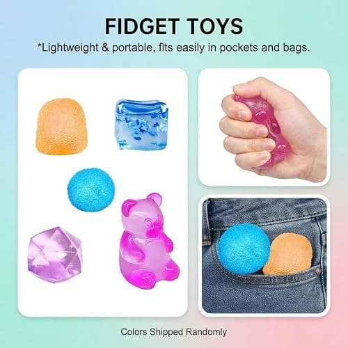 Chanyi9588 5Pcs Squishy Fidget Toys Set, Stress Ball Sensory Toys | 5-pc set in display box, made of flexible elastomer with varied textures for a satisfying, focus-enhancing tactile experience thumbnail 3