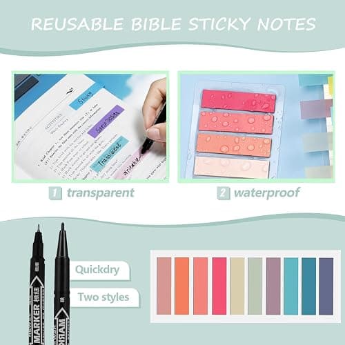 40 Pcs Bible Journaling Kit, Bible Study Kit for Women, Bible Journaling Supplies with Pastel Bible Highlighters and Tabs, Bible Pens,Sticky Notes, Bookmarks, All-in-One Christian Bible Study Supplies thumbnail 5