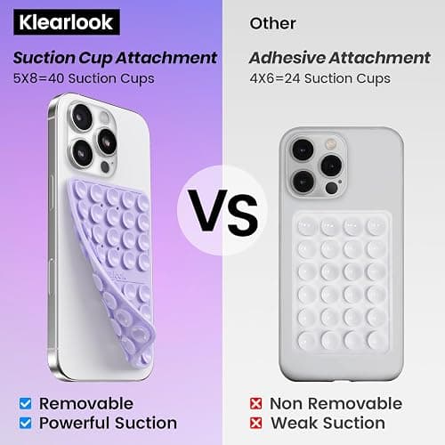 Klearlook Silicone Suction Cup Phone Case Mount Double Sided, Silicon Sticky Phone Grip with Higher Suction for Cell Phone, Hands-Free Phone Accessories Holder for Selfies and Videos, Lavender thumbnail 2