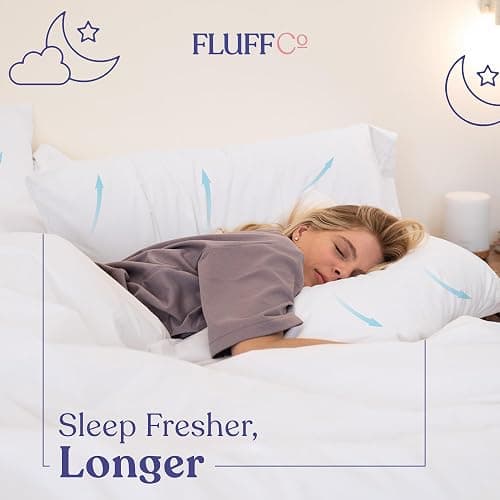 FluffCo Down Alternative Pillows Standard/Queen Size Set of 2 - Queen Bed Pillows for Sleeping - Made in USA - Cooling Surface and Machine Washable for Side, Back, and Stomach Sleepers - Gift for Home thumbnail 6