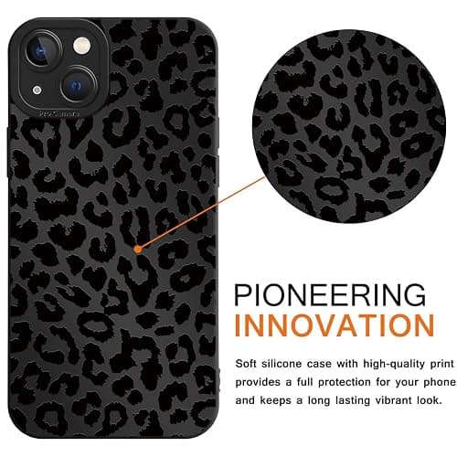 Cinysnt Cute Cheetah Print Phone Case for iPhone 13 Black Luxury Leopard Case 6.1", Aesthetic Pattern Design Cover Full Camera Lens Protective Shockproof Soft Slim TPU Funda for Women Girls thumbnail 3