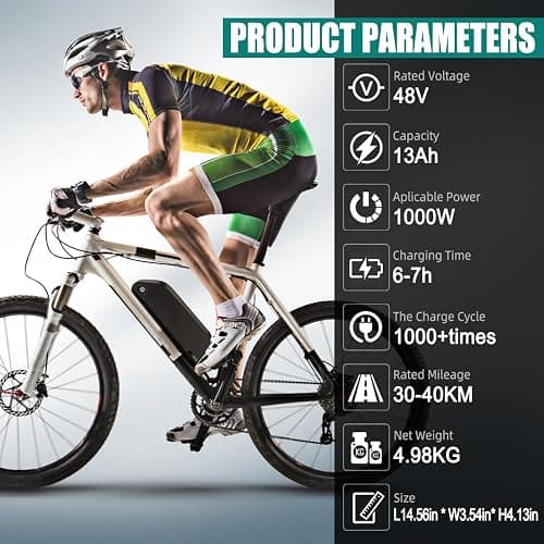 POLLY Model Ebike Battery 48v 13AH with Charger, USB Port, Lithium Electric Bike Battery for 1000W 750W 500W 250W Motor (Bafang, AW, most ebike conversion kit) thumbnail 2