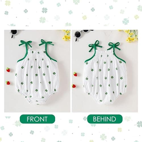 ROMPERINBOX Baby Girl Bodysuit Cotton Spaghetti Strap Sleeveless Onsies Summer Infant Camisole Romper 0-24 Months thumbnail 2