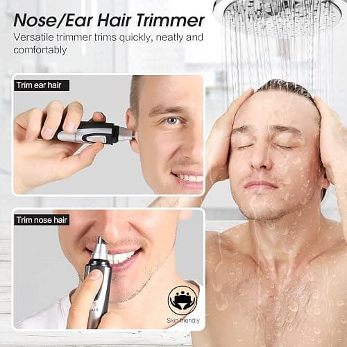 Ear and Nose Hair Trimmer Clipper - 2025 Professional Painless Eyebrow & Facial Hair Trimmer for Men Women, Battery-Operated Trimmer with IPX7 Waterproof, Dual Edge Blades for Easy Cleansing Black thumbnail 2