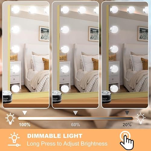 Moonee Vanity Mirror with Lights, Gold Hollywood Lighted Makeup Mirror with 15 Dimmable Bulbs and 10X Magnification, 3 Colors Modes, Aluminum Metal Frame, Light Up Mirror for Tabletop/Wall（23" x 18"） thumbnail 4