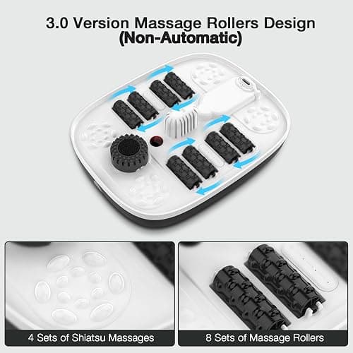 HOSPAN Collapsible Foot Spa with Heat, Bubble, Red Light, and Temperature Control, Foot Bath Massager with 8 Shiatsu Massage Rollers, Pedicure Foot Spa for Relaxation and Stress Relief, Black thumbnail 2