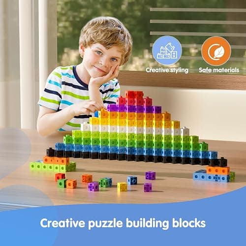 TOMMYHOME Math Linking Cubes with Box 301PCS, Preschool Math Manipulative, Kids Counting Blocks Play Set, Suitable for Learning Educational Supplies in Kindergarten. Great Gift for Boys & Girls (1) thumbnail 7