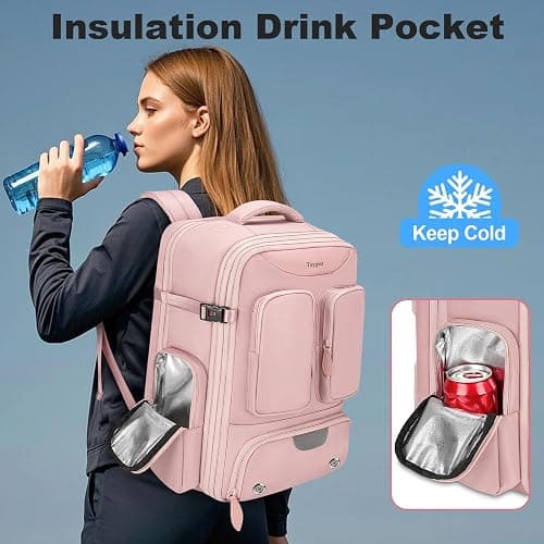 Taygeer Vacuum Backpack, Expandable Vacuum Seal Carry on Backpack with Rain Cover, 17'' laptop Compression Backpacks Travel with Shoe Compartment, TSA Approved Personal Item Compression Back Pack,Pink thumbnail 8