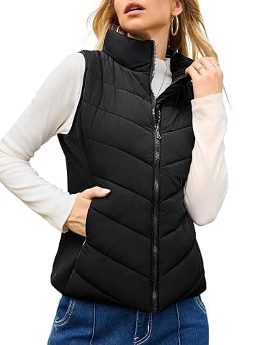 Dokotoo Puffer Vest Women Sleeveless Zip Up Outerwear Stand Collar Quilted Vest Warm Winter Jackets Coats with Pocket - Image 1