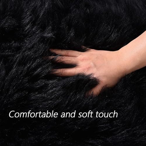 Latepis Black Fur Rug for Bedroom Throw Rugs 2x3 Faux Sheepskin Rug Washable Fluffy Shag Rugs Carpet for Cushion Pet Mat Room Décor Rectangle thumbnail 4