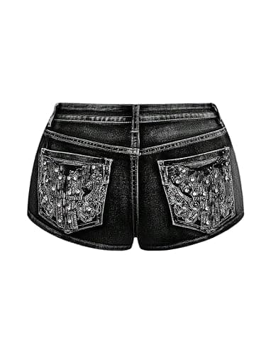 SOLY HUX Women's Y2k Sparkly Jeans Skinny Mini Denim Shorts Music Festival Rave Outfits - Image 1