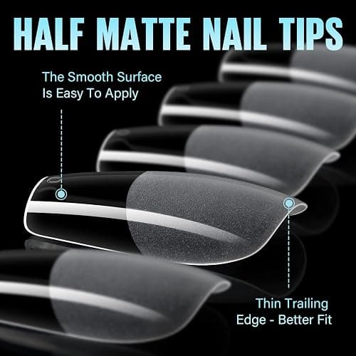 TOMICCA Medium Coffin Nail Tips, 240Pcs 15 Sizes, Half Matte Gel Nail | Nail Extension Tips Set, Full Cover Pre Shaped Fake Nails for Beginner and Professional DIY Nail Salon thumbnail 5