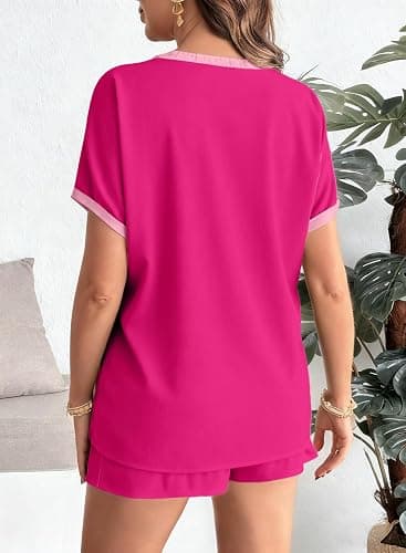 BLENCOT Maternity Sets Short Sleeve Top and Shorts Pajamas with Pockets | Maternity Lounge Set for Women Summer Fall 2 Piece Drawstring Waist Outfits Pregnancy Sets Postpartum Pajamas thumbnail 3