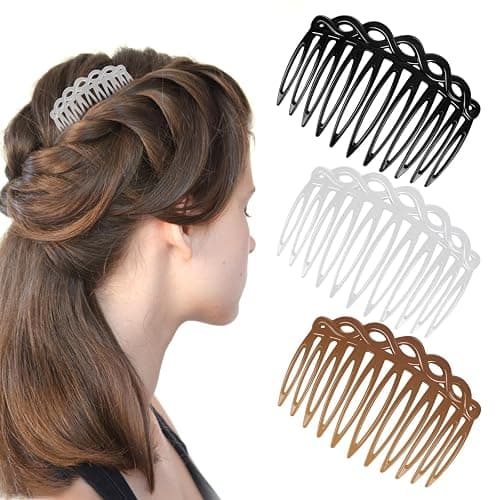 COMNICO 6 Pcs French Hair Side Combs, Women Hair Comb Accessories Set Plastic Twist Decorative Comb Hair Clips 4 Colors Bridal Wedding Veil Teeth Hair Combs for Multiple Hairstyles Girls Women thumbnail 8