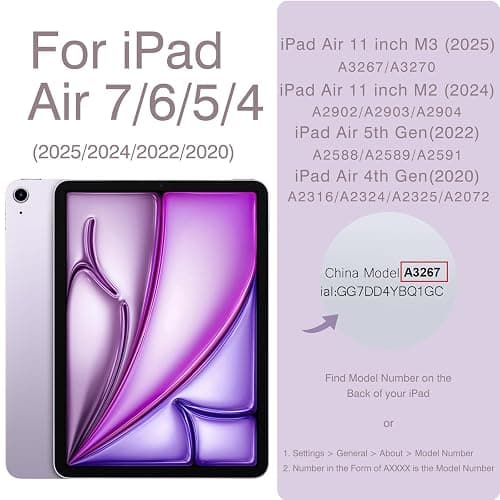 Dwopar for iPad Air 7/6/5/4 Magnetic Case, Slim Smart Folio for Air 5th/4th Generation 10.9 Inch 2022/2020 Model, Trifold Stand Case for iPad Air 11 inch M3/M2 2025/2024, Auto Sleep/Wake (Pink) thumbnail 2