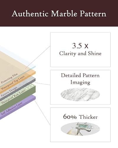 Very Berry Sticker Marble Contact Paper (White Matte, 24" x 78", 2 Pack) Premium Peel and Stick Wallpaper for Countertop, Bathroom Vanities & Cabinets, Renter Friendly, Waterproof Vinyl thumbnail 6