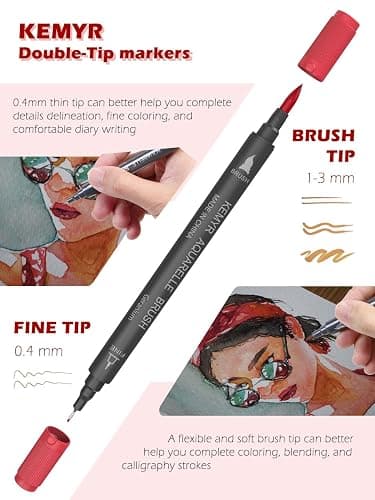 KEMYR Markers for Adult Coloring Books: 80 Colors Markers Set Dual Tips Fine & Brush Pens Water-Based Art Markers for Adults Drawing Sketching Bullet Journal Writing Lettering No bleeding thumbnail 4