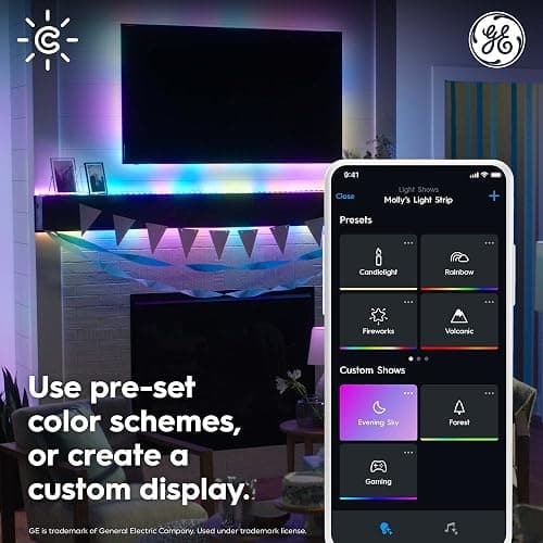 GE Cync Dynamic Effects Smart LED Light Strip with Music Sync, Color Changing WiFi Lights, Indoor Light Strip, Compatible with Alexa and Google Home, 32ft and Power Supply thumbnail 3