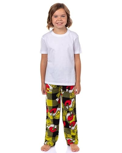 Dr. Seuss The Grinch Pajamas Kid's Santa Hat Buffalo Plaid Lounge Pants Pajama Bottoms thumbnail 5