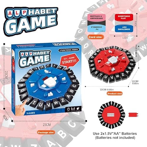 HTGWCG Wortspiel, Brettspiele für Kinder und Erwachsene mit 2 Modi, 24 Tasten Buchstaben Drücken Familienspiel Partyspiele mit Anzeige-Timer, Puzzlespiel für Jungen und Mädchen,2–8 Spieler, rot(A) thumbnail 2