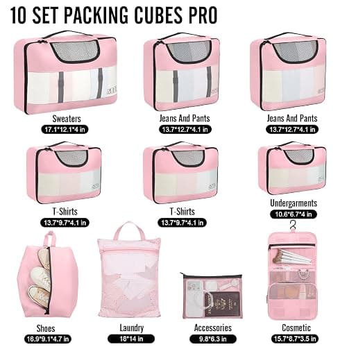 Veken 10 Set Packing Cubes for Travel Essential, Suitcase Organizer Bags in 4 Sizes, Carry-On Luggage Accessories with Large Laundry & Hanging Toiletry Bag, Must-Have for Airplane, Road Trip & Camping thumbnail 2