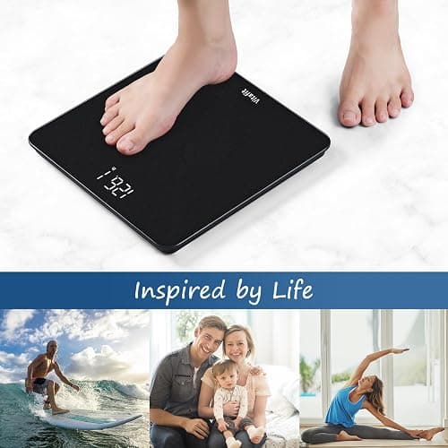 Vitafit Digital Bathroom Scale for Body Weight, Weighing Professional Since 2001, Clear LED Display and Step-On, 3*AAA Batteries Included, 400lb/182kg, Spray Silver Black thumbnail 5