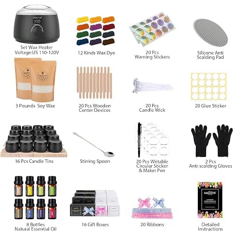 SAEUYVB Candle Making Kit for Adults with Hot Plate, DIY Starter Soy Candle Making Supplies/Kit - Perfect as Home Decorations（Black） thumbnail 2