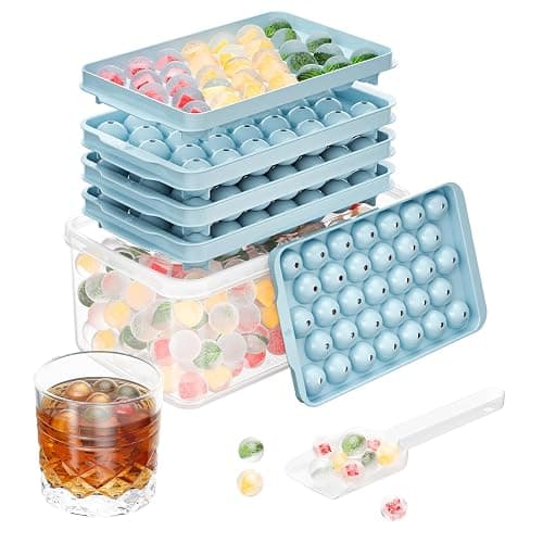 Optish 3 Pack Ice Trays for Freezer, 99 PCS Ice Cube Tray with Lid and Bin, Round Ice Cube Mold, Circle Ice Maker for Chilling Drinks (0.8 inch, Blue) - Image 1