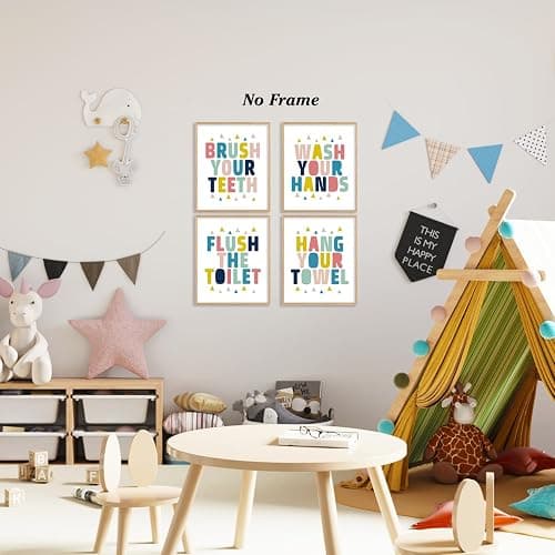 Boat Wades Bathroom Kids Decor Wall Art Unframed,Bathroom Wall Decor Kids 8x10 Inches Set Of 4,Colorful Kid Toilet Posters Prints Pictures thumbnail 3