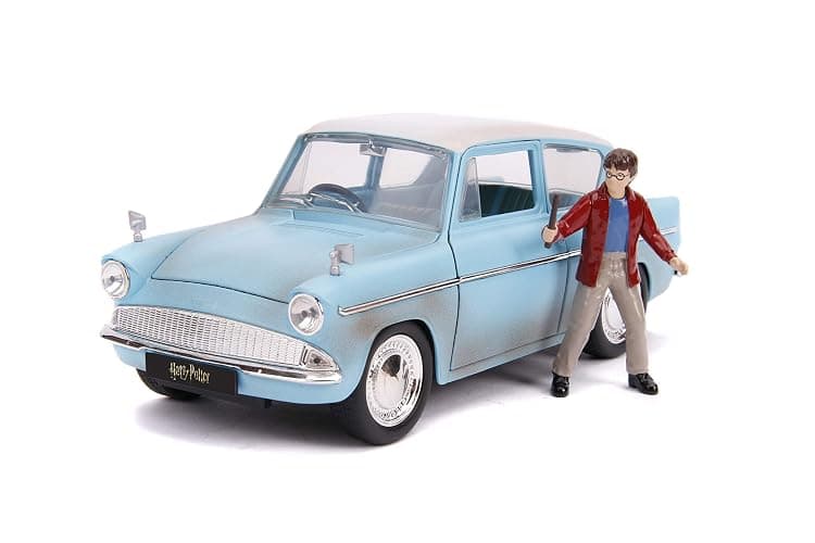 Jada Toys Harry Potter & 1959 Ford Anglia DIE-CAST Car, 1: 24 Scale Vehicle & 2.75" Collectible Metal Figurine, Rusty Blue thumbnail 9