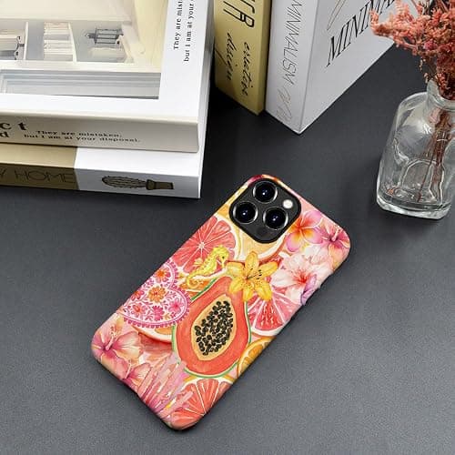 Case Compatible with iPhone 15 Pro Max,Hybrid 2-Layer Hard Shell,Shockproof Soft for Girl Women,Fruit Watercolor Pink Flower thumbnail 6