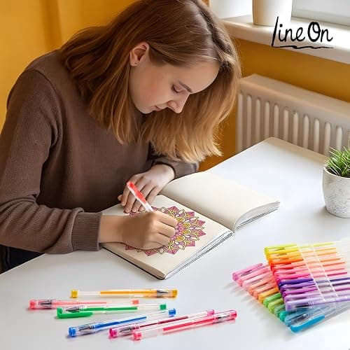 Lineon Gel Pens 108 Colours Gel Pen Set for Adult Colouring Books Art Markers thumbnail 5