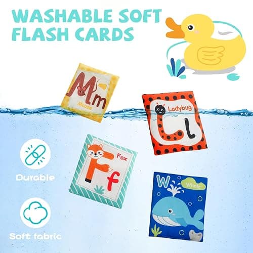Jollybaby Reusable Soft Cloth ABC Alphabet/Letters Animal Flash Cards for Baby 0-3-6-9-12-18 Month, Curious Baby First Words Learning Activity Flashcards, Tummy Time Toy Gift for 1 Year Old Boy Girl thumbnail 8